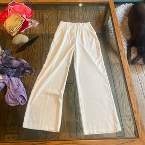 High waisted white trousers